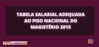 Tabela Salarial Adequada ao Piso Nacional do Magistério 2015