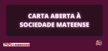 CARTA ABERTA À SOCIEDADE MATEENSE