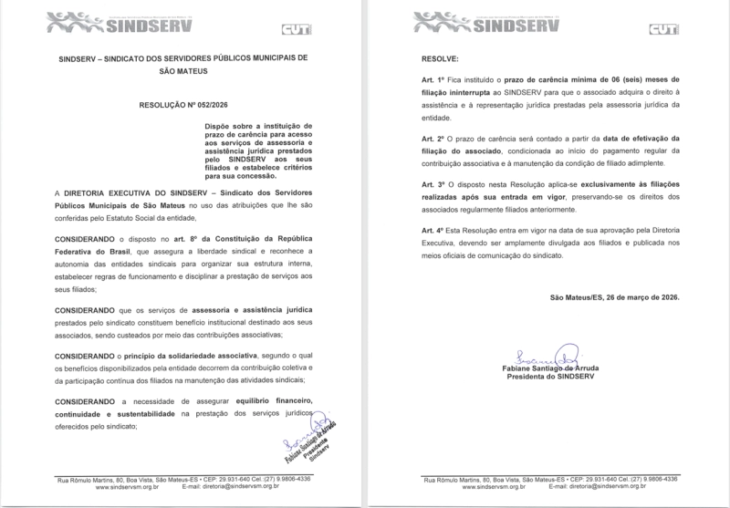 Resolução 052/2026