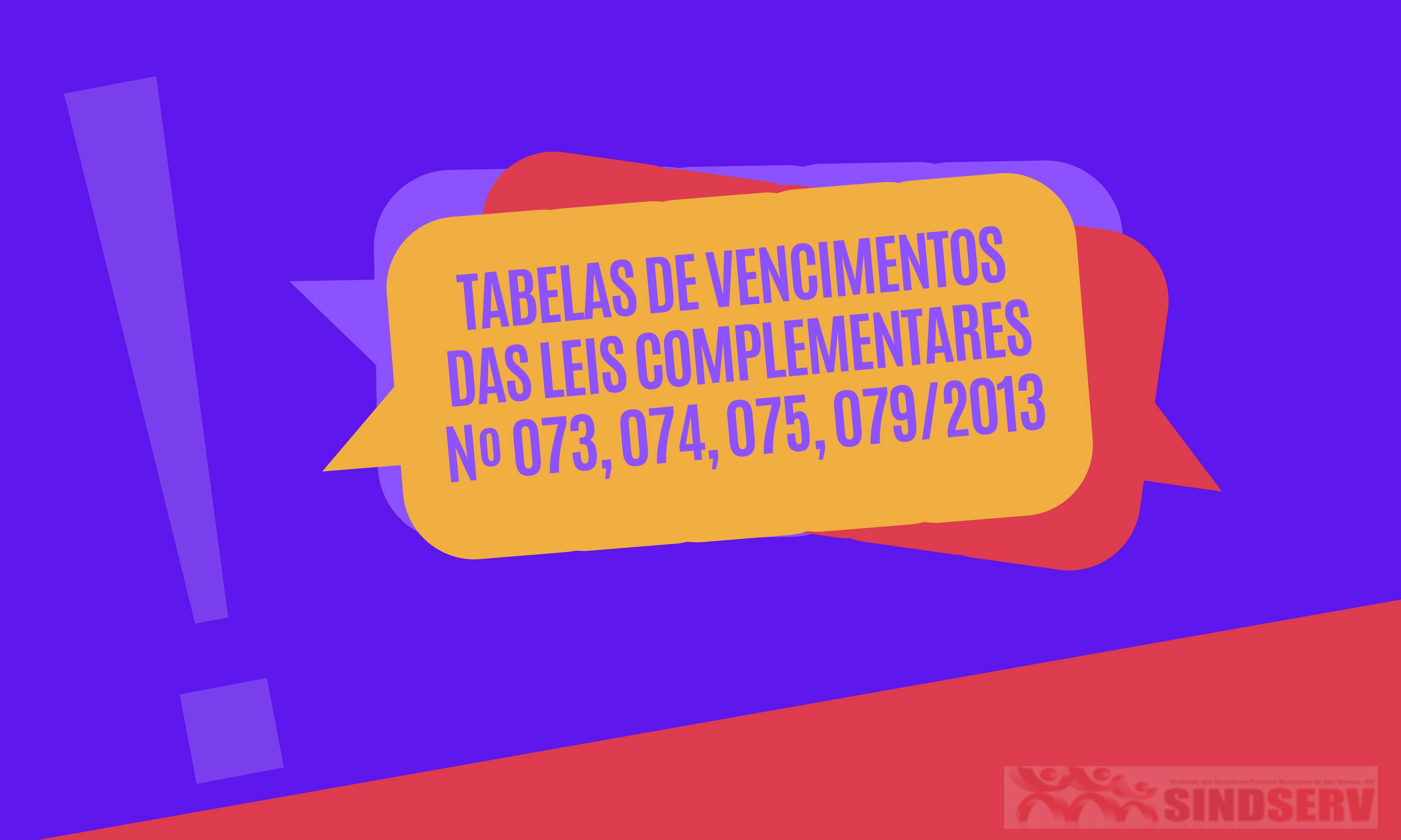 TABELAS DE VENCIMENTOS DO QUADRO DE PROFISSIONAIS DAS LEIS COMPLEMENTARES Nº 073, 074, 075, 079